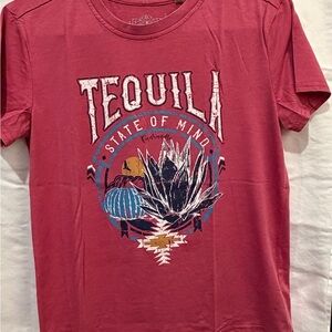 Red Graphic Tee with Tequila Print